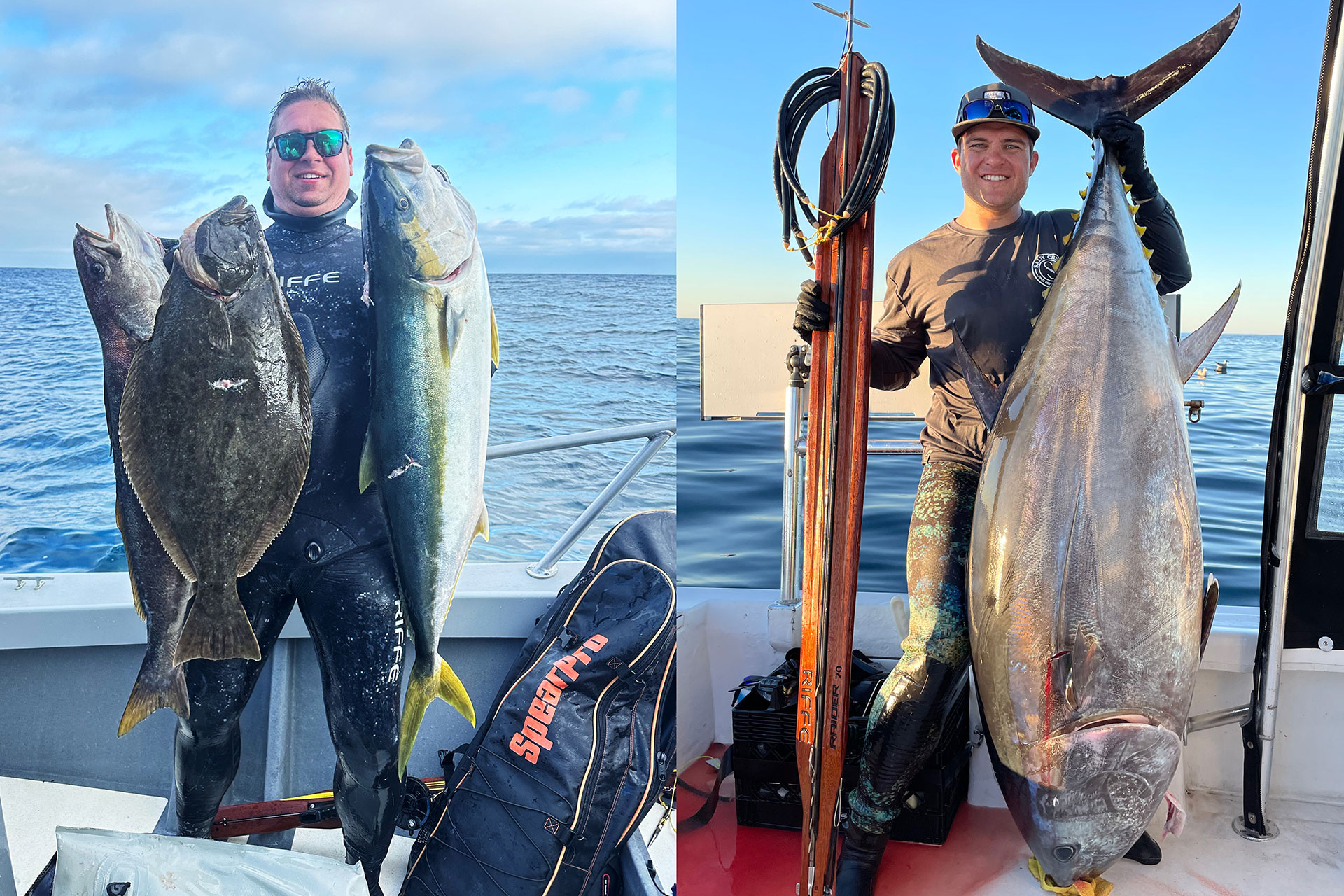 Expert guides Mike and Ryan showing off their spearfishing catches